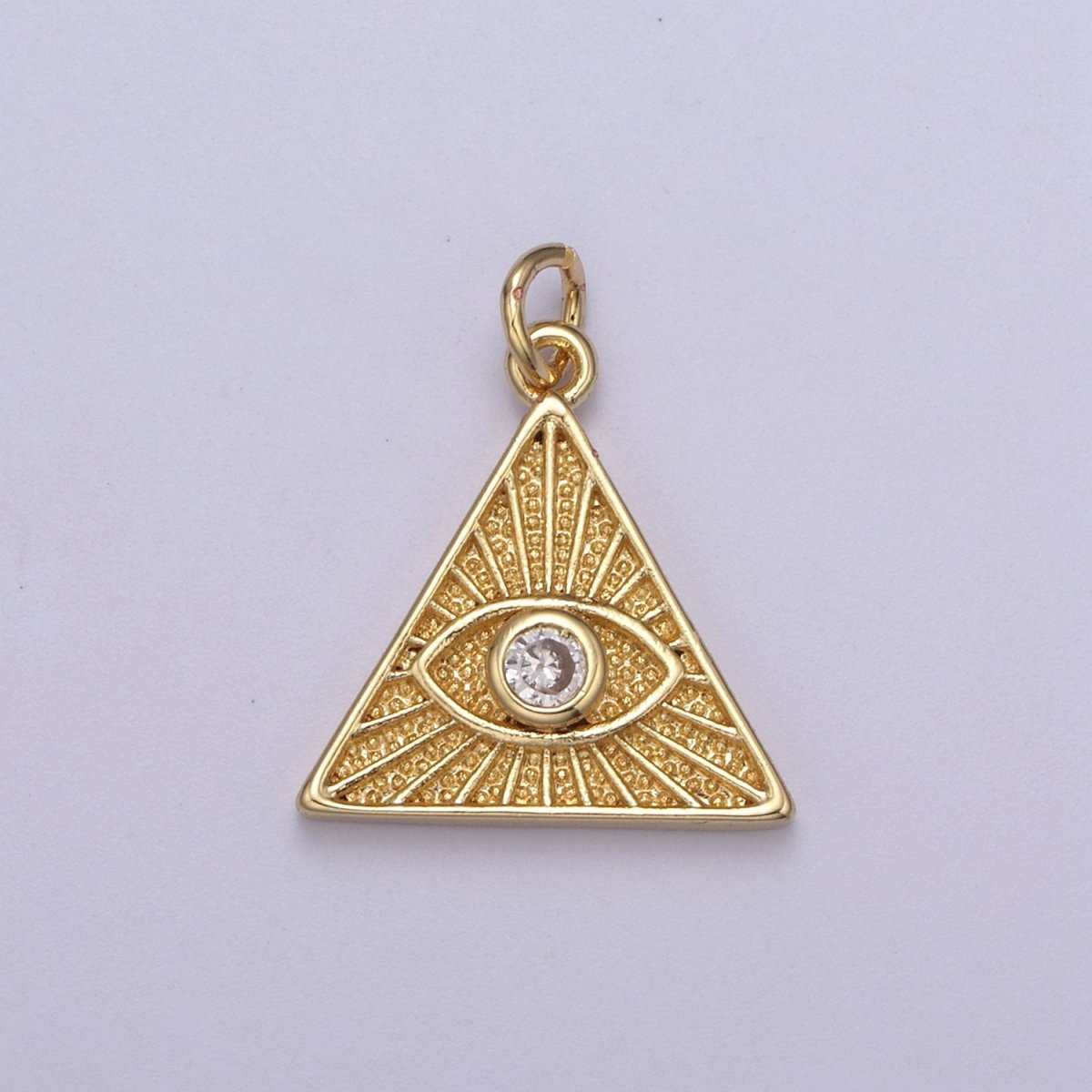 14K Gold Filled Cubic Illuminati Eye Charm Pendant Necklace in Triangle Medallion Charm for Bracelet Necklace Earring Supply N-391 N-392 N-393