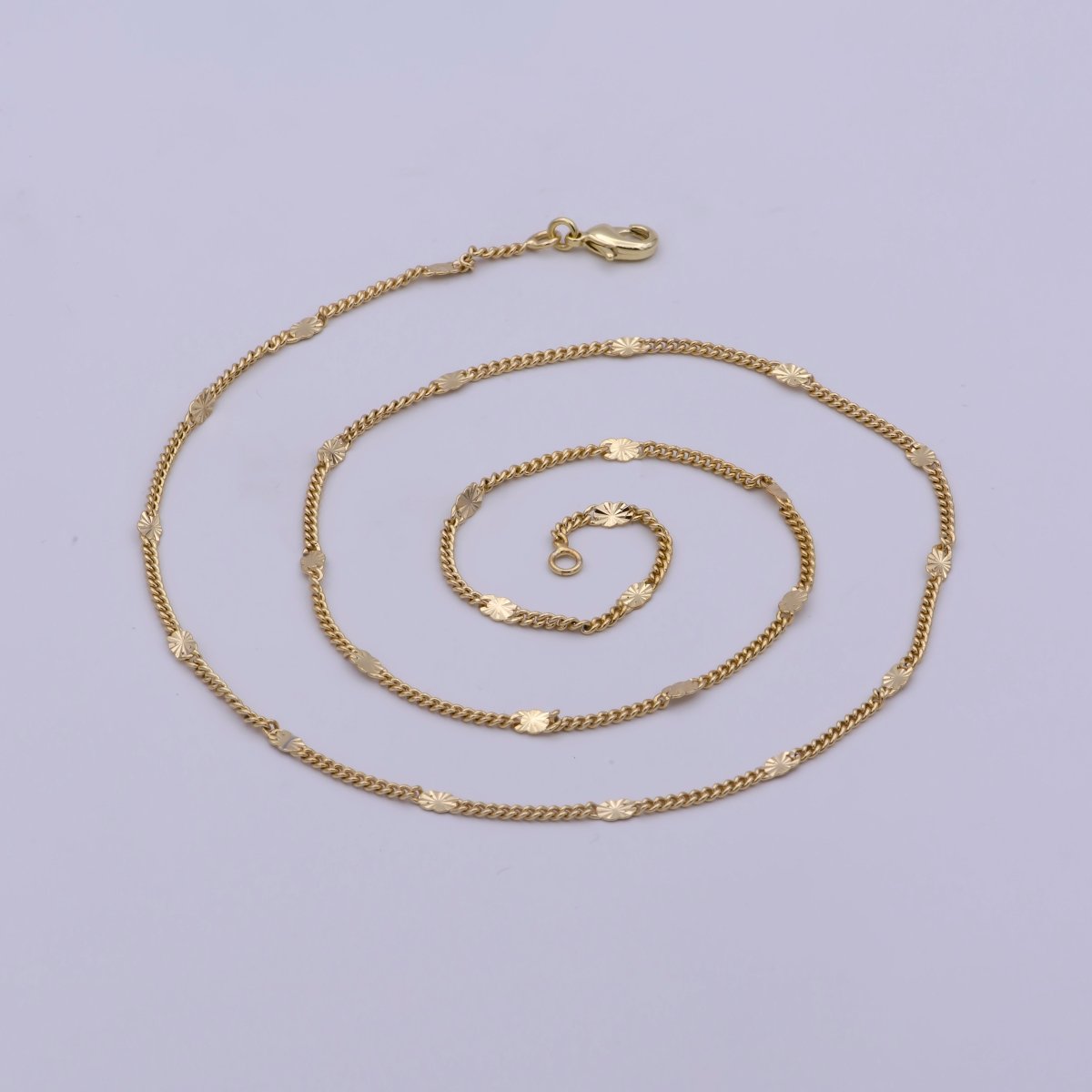 OS 14k Gold Filled Curb Necklace Dainty Curb Necklace 15.5, 17.5, 19.5 inch long Ready to Wear Chain | WA-462 to WA-464 Clearance Pricing