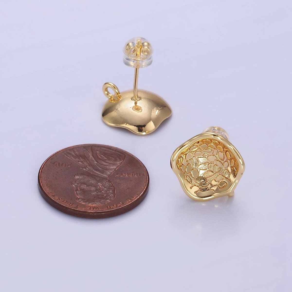 14K Gold Filled Curved Geometric Drop Stud Earrings Findings | Z702 - DLUXCA