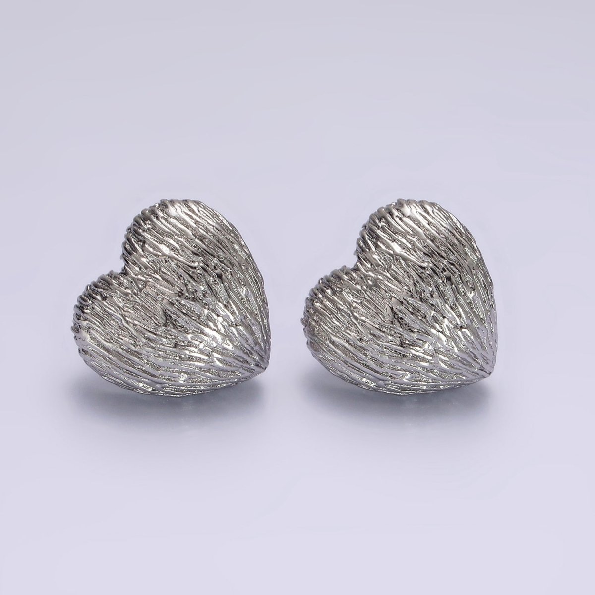 14K Gold Filled Curved Textured Heart Dome Stud Earrings in Gold & Silver | V479 V480