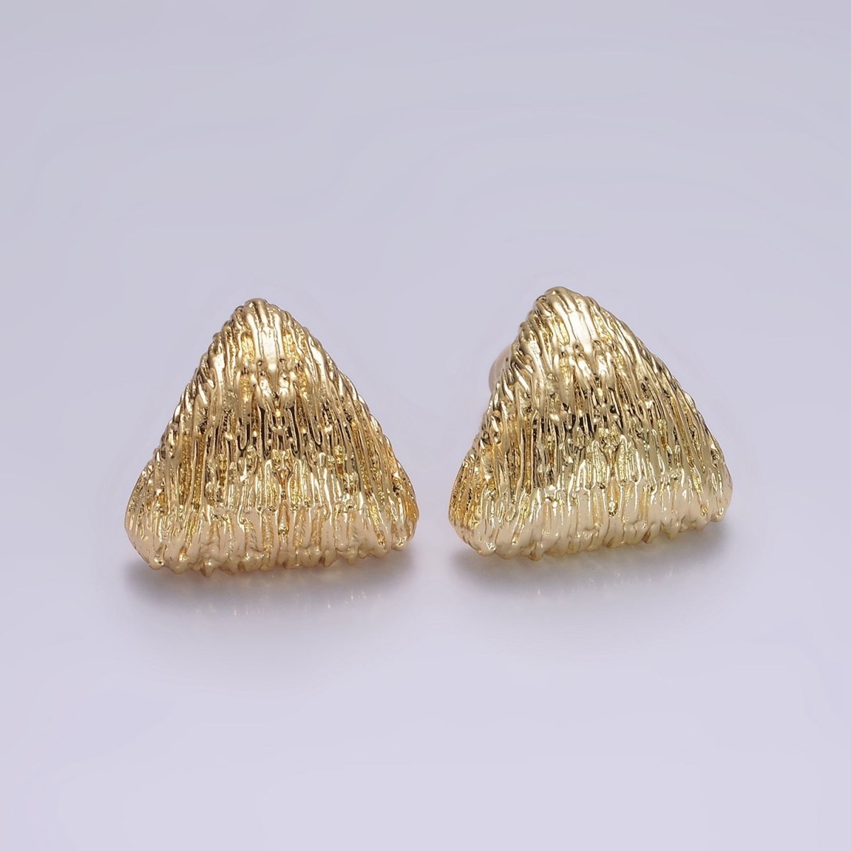 14K Gold Filled Curved Textured Triangle Dome Stud Earrings in Gold & Silver | V477 V478