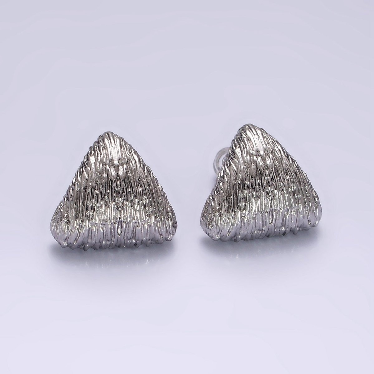 14K Gold Filled Curved Textured Triangle Dome Stud Earrings in Gold & Silver | V477 V478