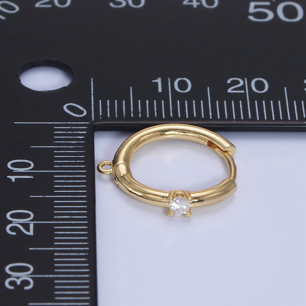 14K Gold Filled CZ 17mm Huggie Hoop Earring Findings | Z732 - DLUXCA