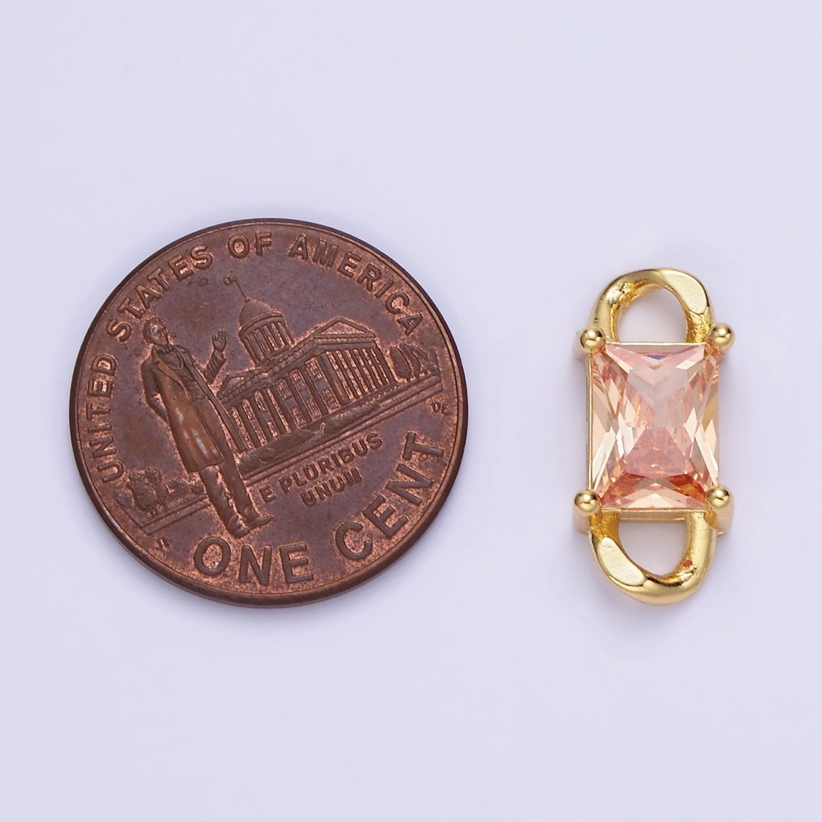 14K Gold Filled CZ Baguette Birthstone Curb Link Personalized Connector | G274 - G279