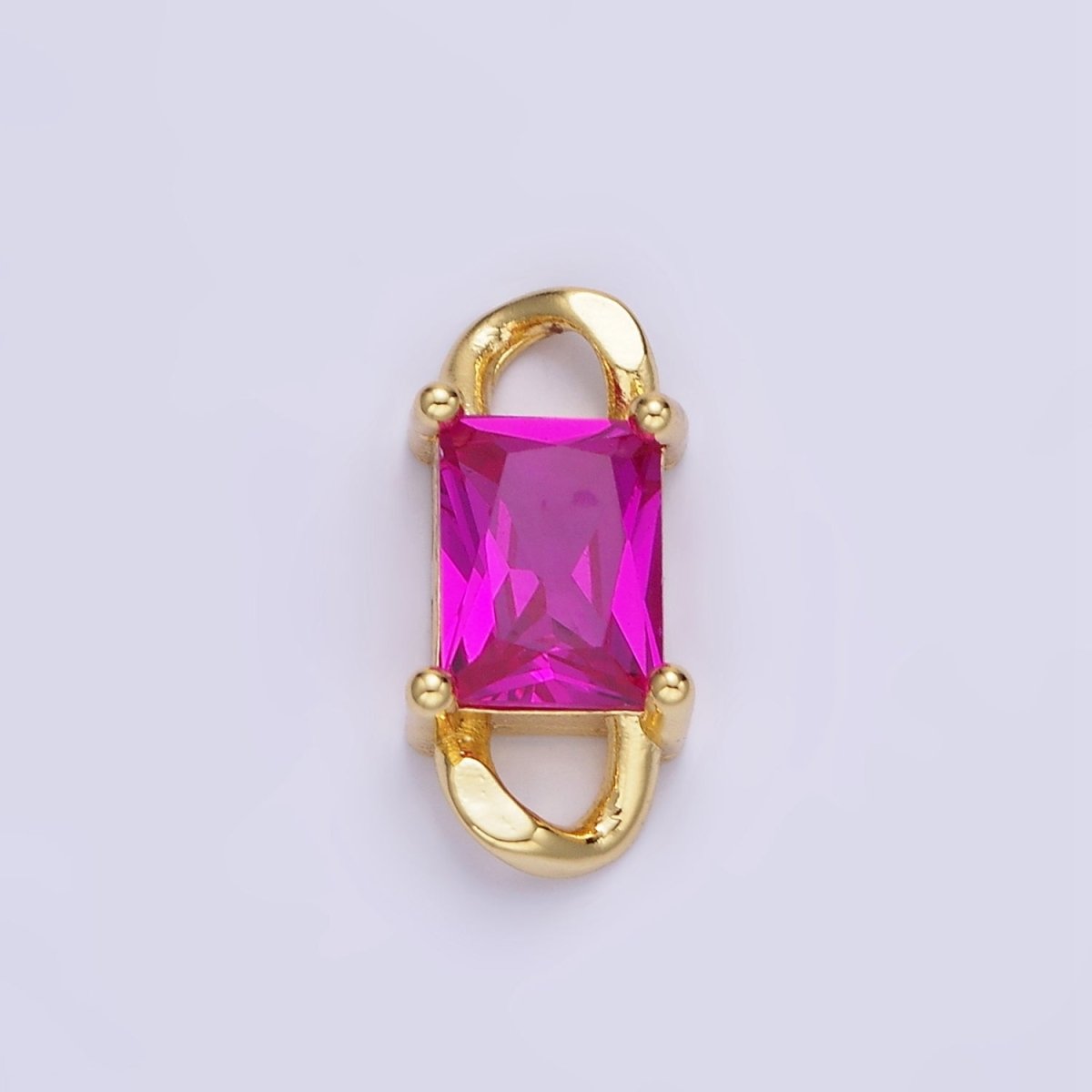 14K Gold Filled CZ Baguette Birthstone Curb Link Personalized Connector | G274 - G279