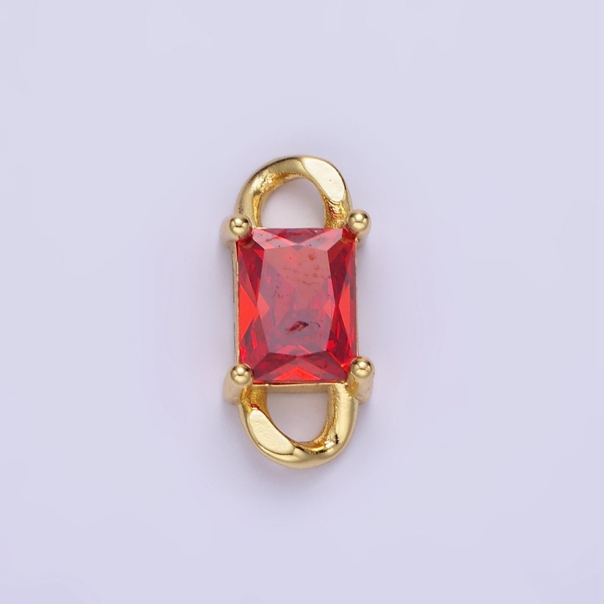 14K Gold Filled CZ Baguette Birthstone Curb Link Personalized Connector | G274 - G279