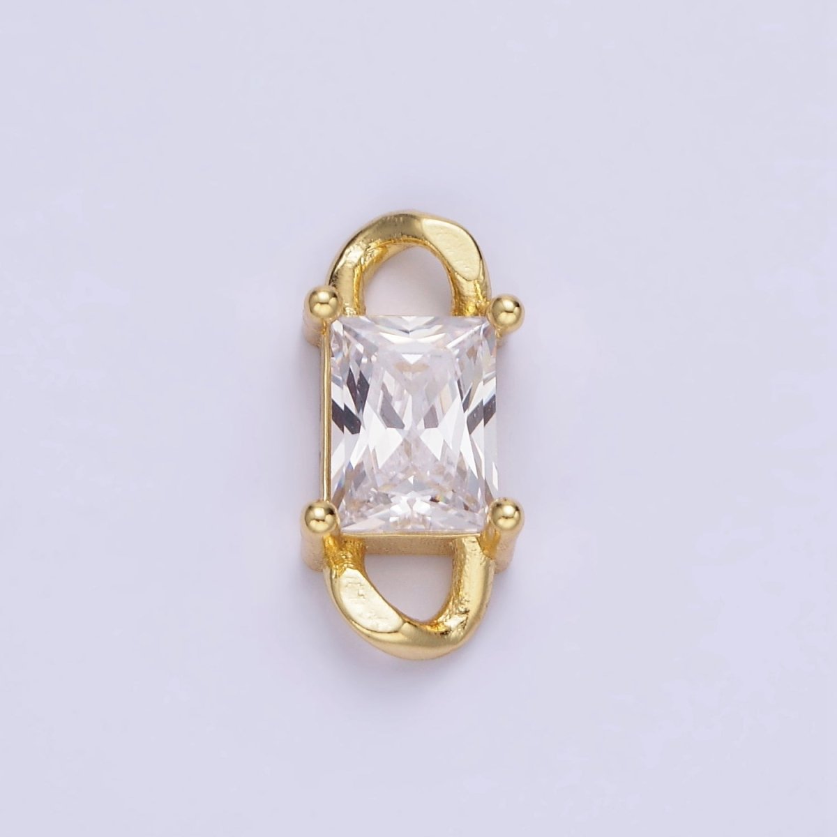 14K Gold Filled CZ Baguette Birthstone Curb Link Personalized Connector | G274 - G279