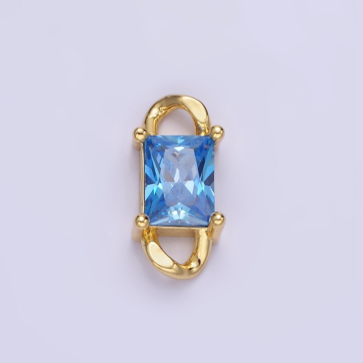 14K Gold Filled CZ Baguette Birthstone Curb Link Personalized Connector | G274 - G279