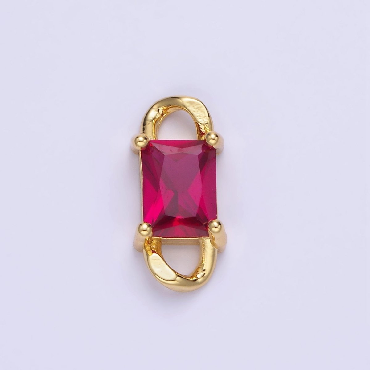 14K Gold Filled CZ Baguette Birthstone Curb Link Personalized Connector | G274 - G279