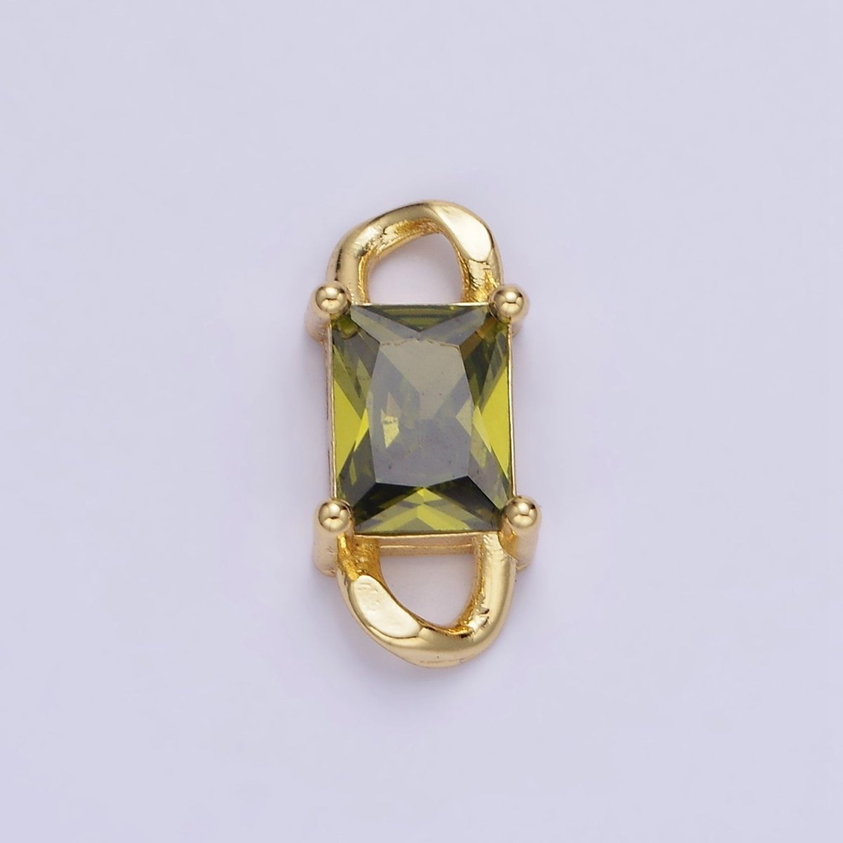 14K Gold Filled CZ Baguette Birthstone Curb Link Personalized Connector | G274 - G279