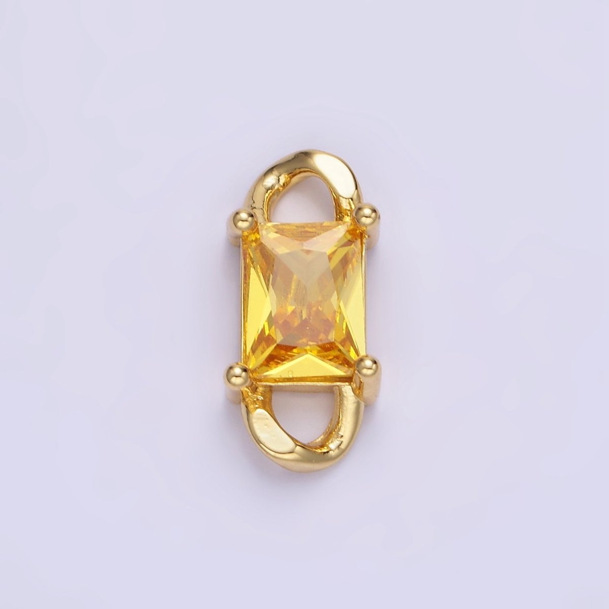 14K Gold Filled CZ Baguette Birthstone Curb Link Personalized Connector | G274 - G279