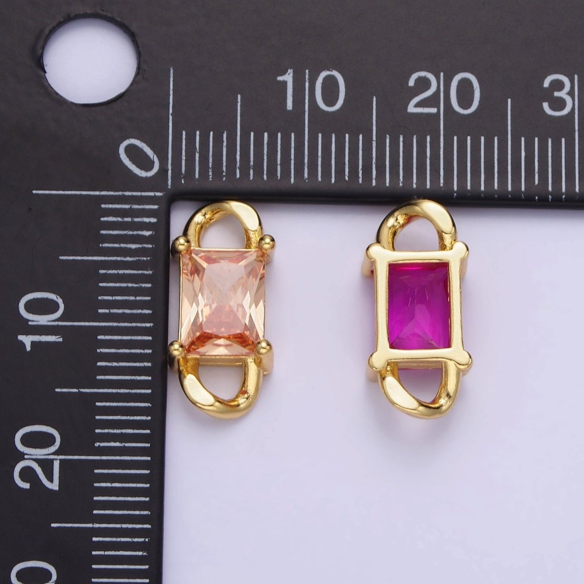 14K Gold Filled CZ Baguette Birthstone Curb Link Personalized Connector | G274 - G279