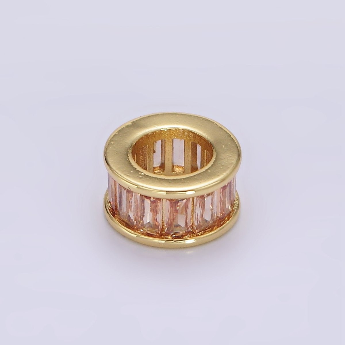 14K Gold Filled CZ Baguette Rondell Bead Birthstone Charm Spacer for Necklace Bracelet | B861 - B872