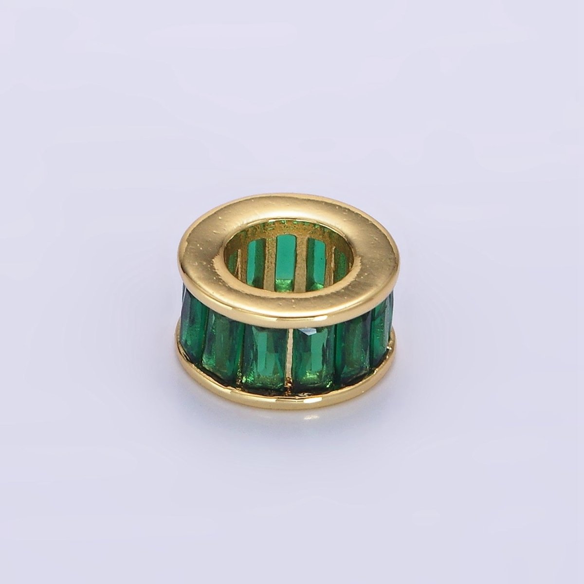 14K Gold Filled CZ Baguette Rondell Bead Birthstone Charm Spacer for Necklace Bracelet | B861 - B872