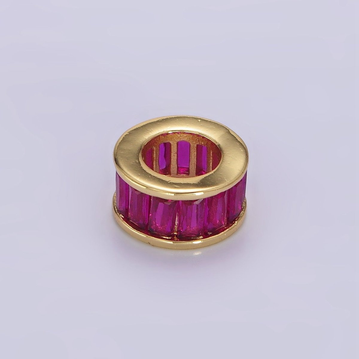 14K Gold Filled CZ Baguette Rondell Bead Birthstone Charm Spacer for Necklace Bracelet | B861 - B872