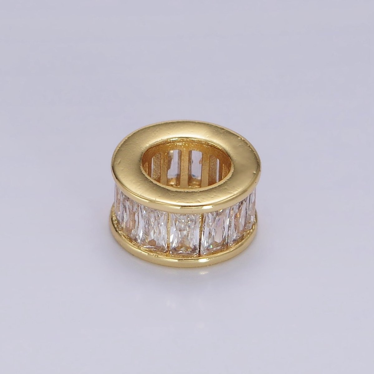 14K Gold Filled CZ Baguette Rondell Bead Birthstone Charm Spacer for Necklace Bracelet | B861 - B872