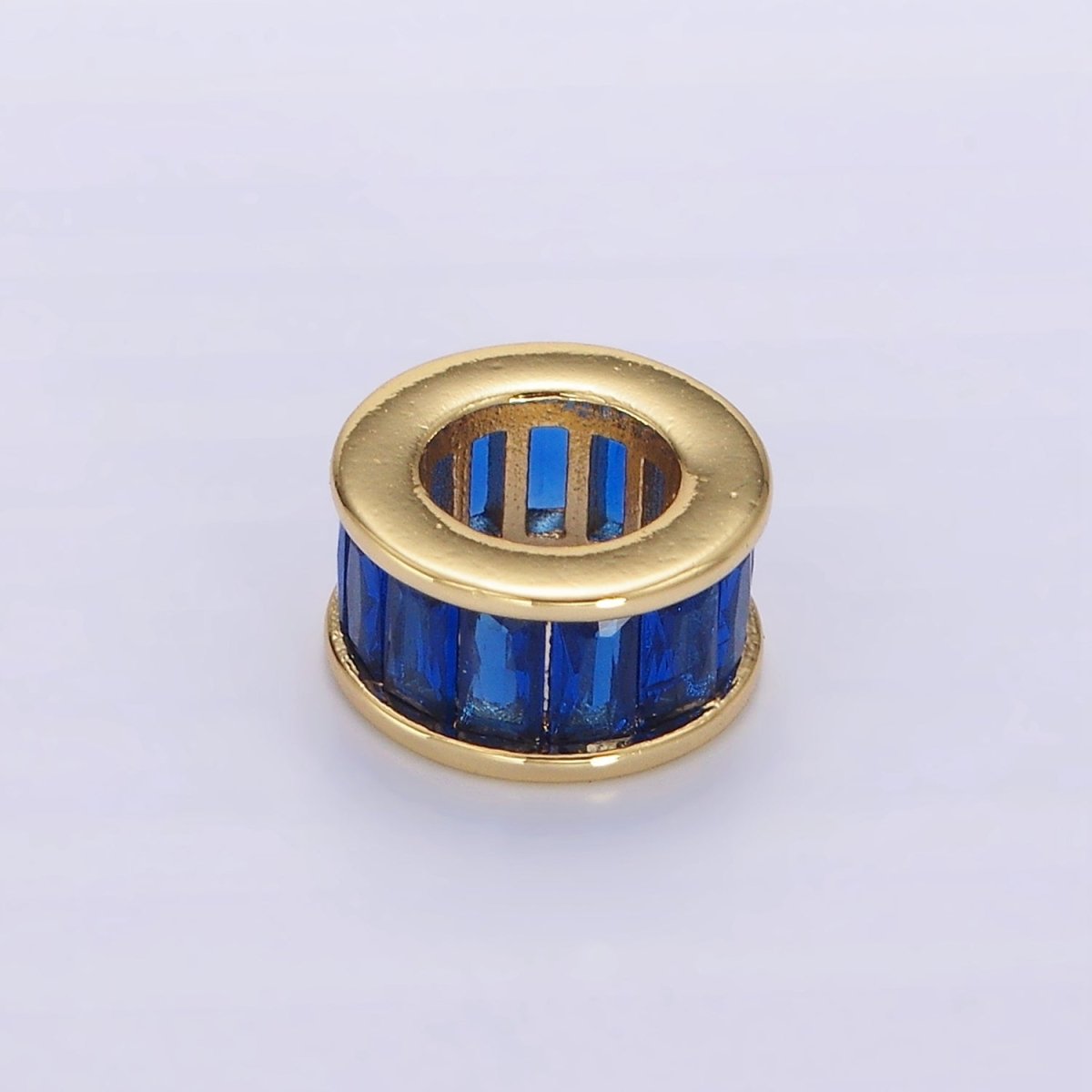 14K Gold Filled CZ Baguette Rondell Bead Birthstone Charm Spacer for Necklace Bracelet | B861 - B872