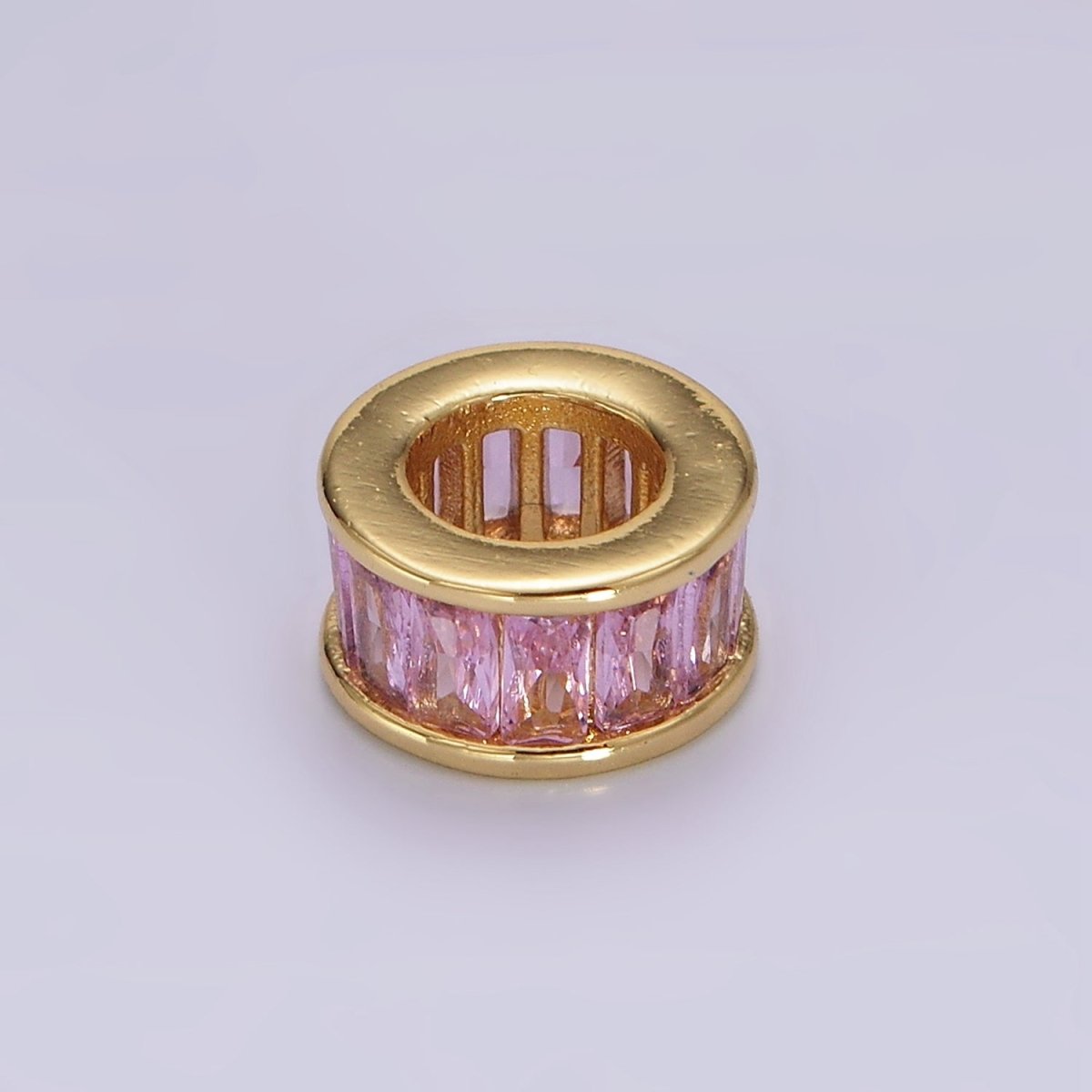 14K Gold Filled CZ Baguette Rondell Bead Birthstone Charm Spacer for Necklace Bracelet | B861 - B872