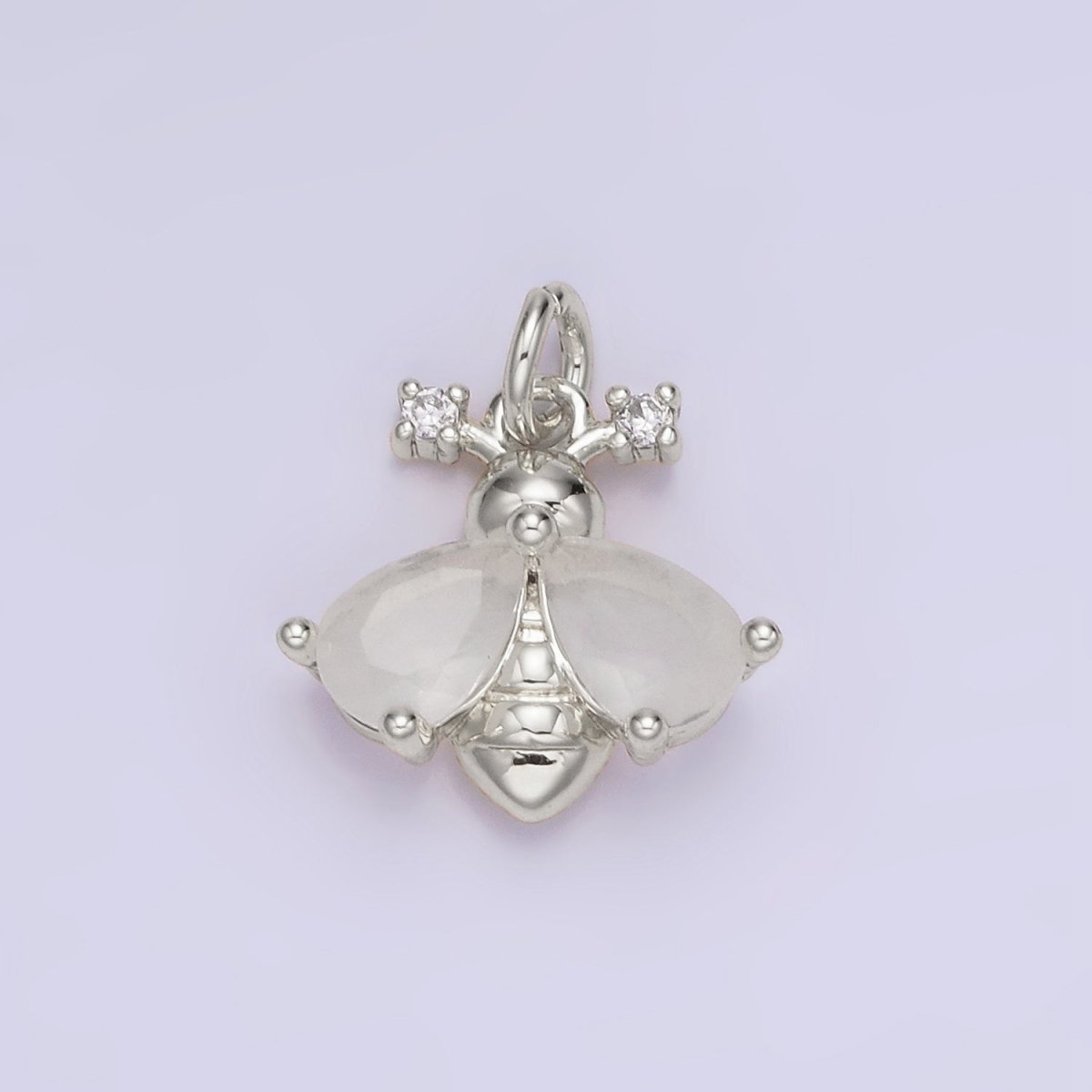 14K Gold Filled CZ Bumble Queen Bee Insect Charm in Gold & Silver | AG731