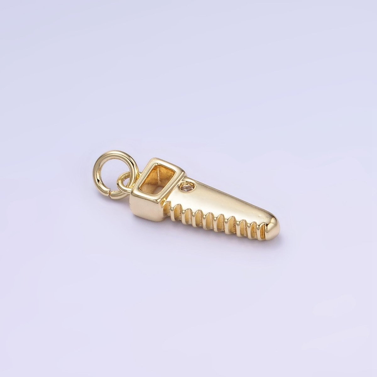 14K Gold Filled CZ Cross Cut Saw Blade Construction Tool Mini Charm | W555 - DLUXCA