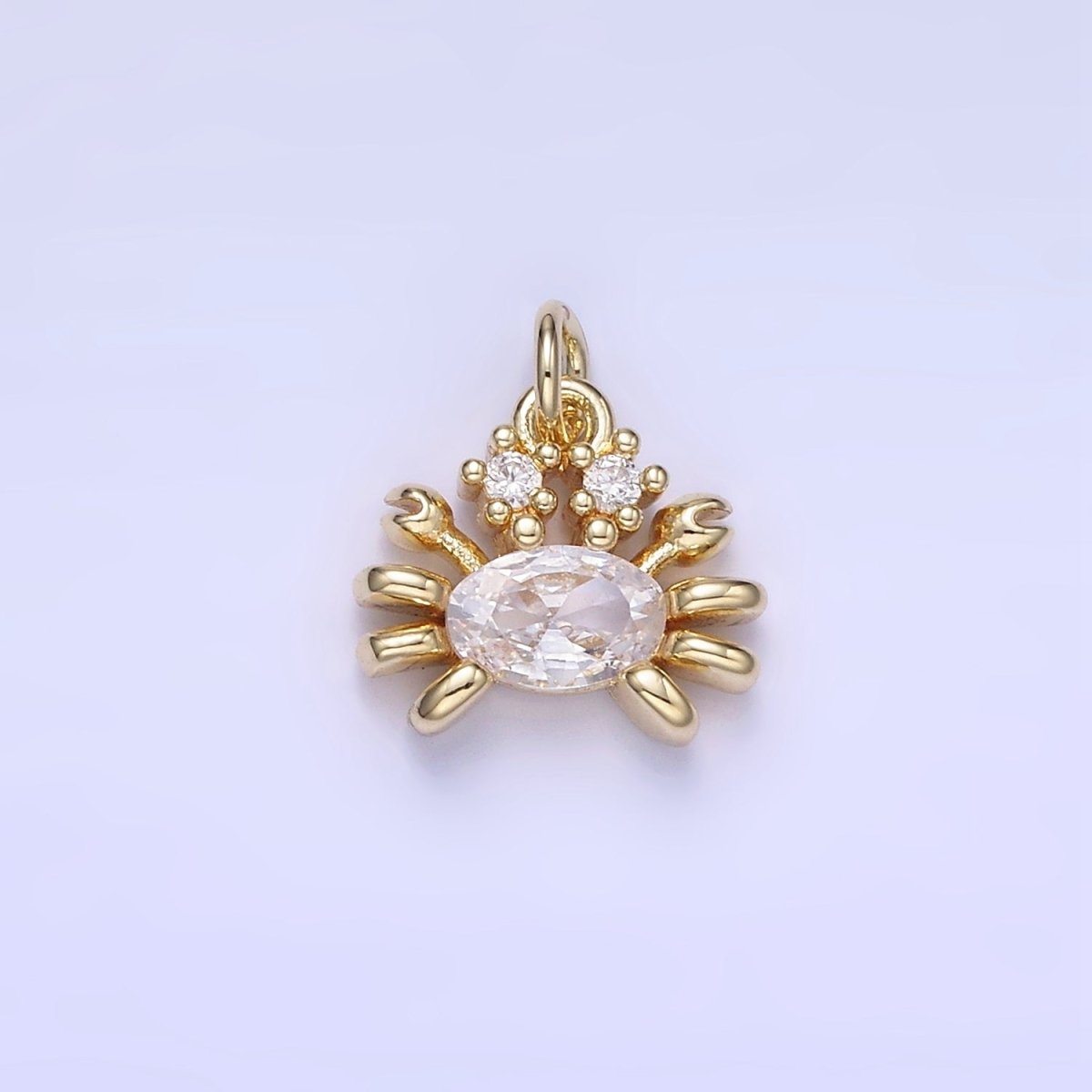 14K Gold Filled CZ Crustacean Crab Animal Mini Charm | W653 - DLUXCA