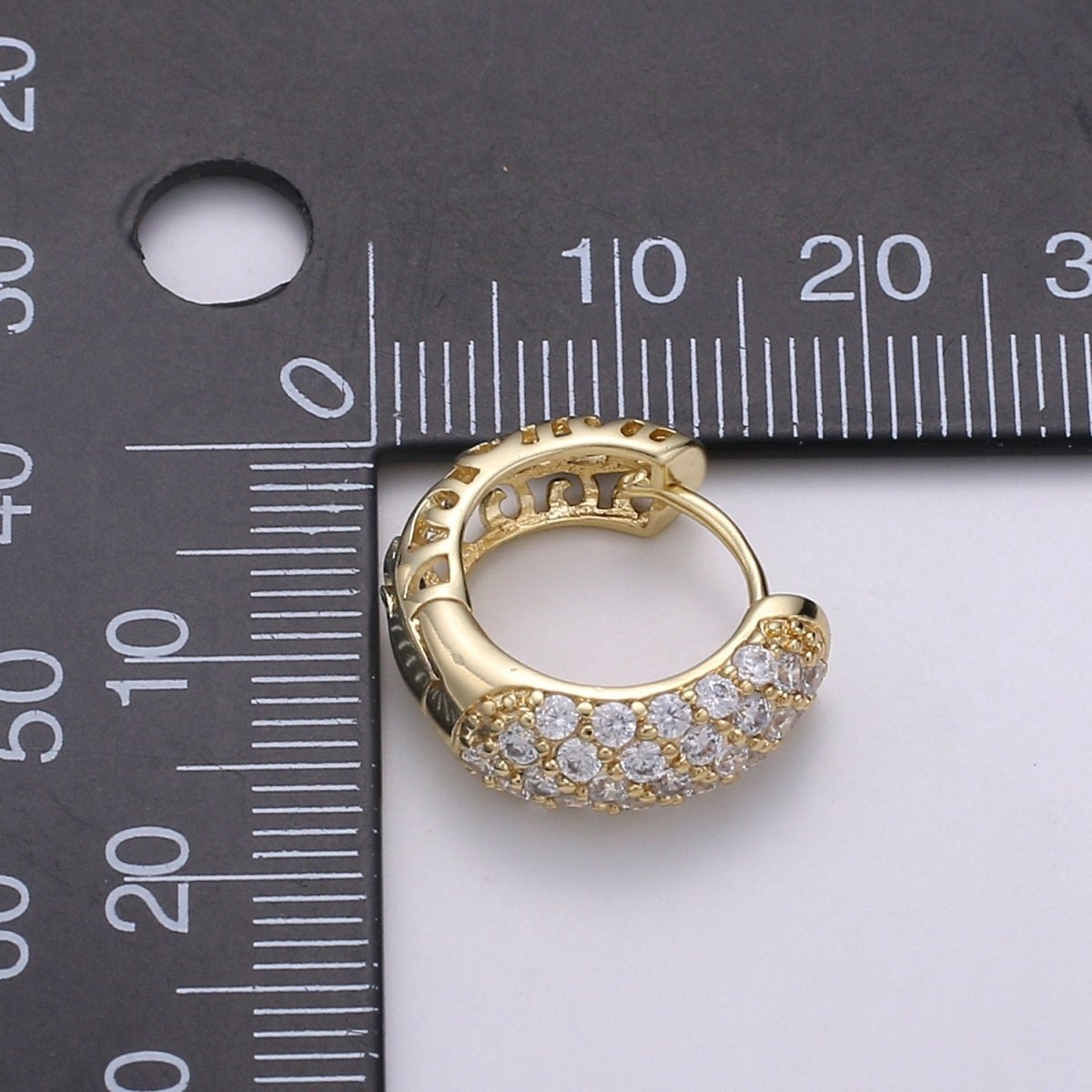 14K Gold Filled CZ Cubic Zirconia Hoop Huggie Earrings Chunky Hoop Earring for Valentine Gift Q-306 - DLUXCA