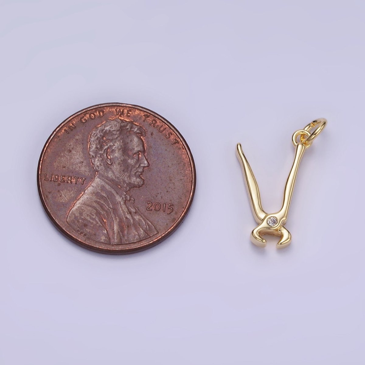 14K Gold Filled CZ Cutting Pliers Construction Tool Mini Charm | W559 - DLUXCA