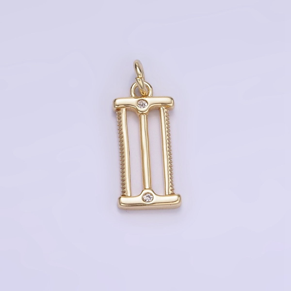 14K Gold Filled CZ Double Sided Blade Saw Construction Tool Charm | W553 - DLUXCA