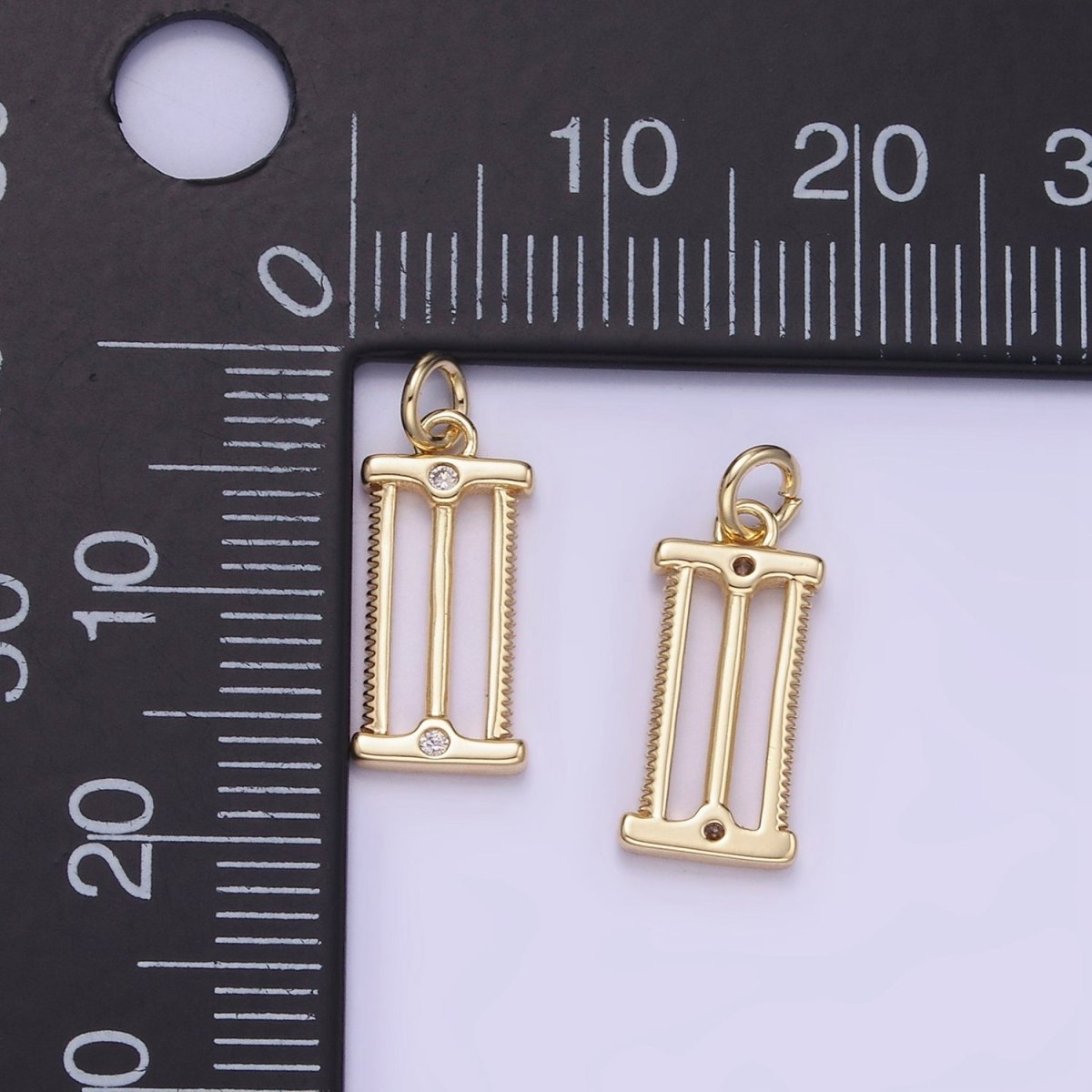 14K Gold Filled CZ Double Sided Blade Saw Construction Tool Charm | W553 - DLUXCA