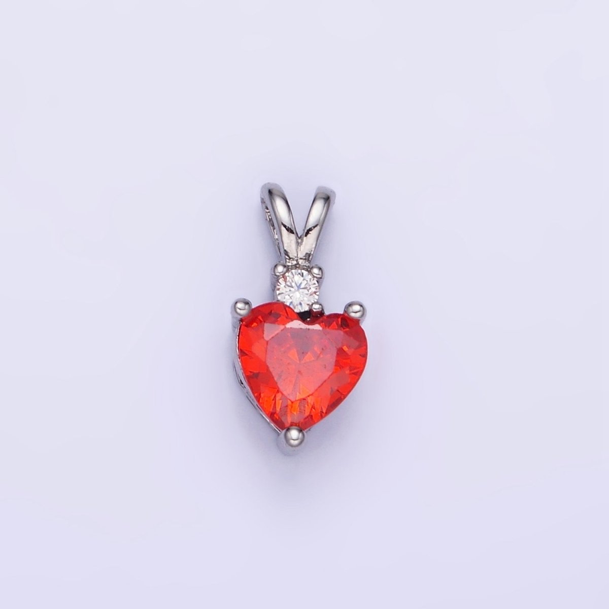 14K Gold Filled CZ Heart Birthstone Double Bail Pendant in Gold & Silver | AA1219 - AA1230