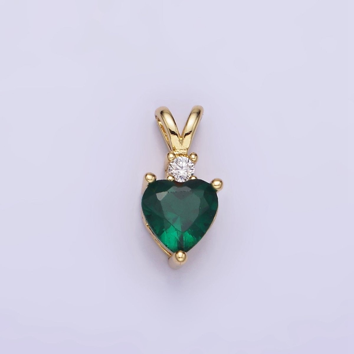 14K Gold Filled CZ Heart Birthstone Double Bail Pendant in Gold & Silver | AA1219 - AA1230