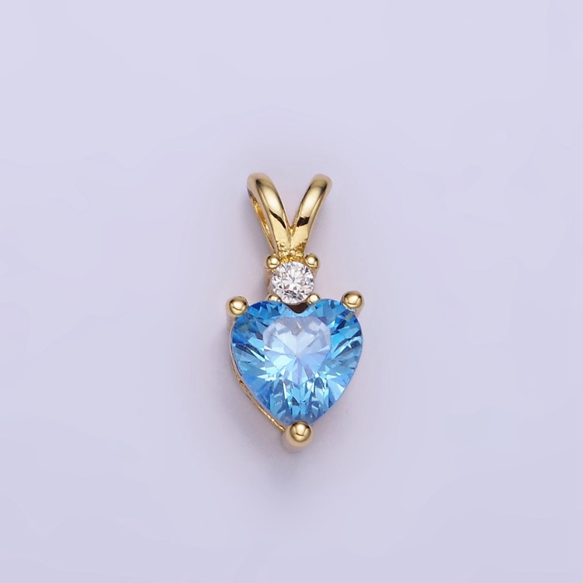 14K Gold Filled CZ Heart Birthstone Double Bail Pendant in Gold & Silver | AA1219 - AA1230