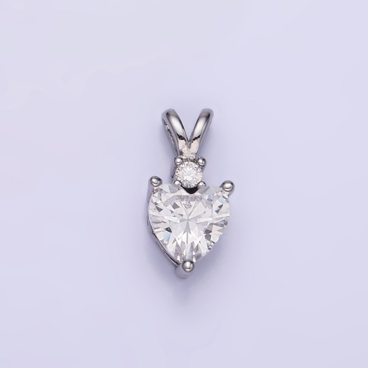 14K Gold Filled CZ Heart Birthstone Double Bail Pendant in Gold & Silver | AA1219 - AA1230