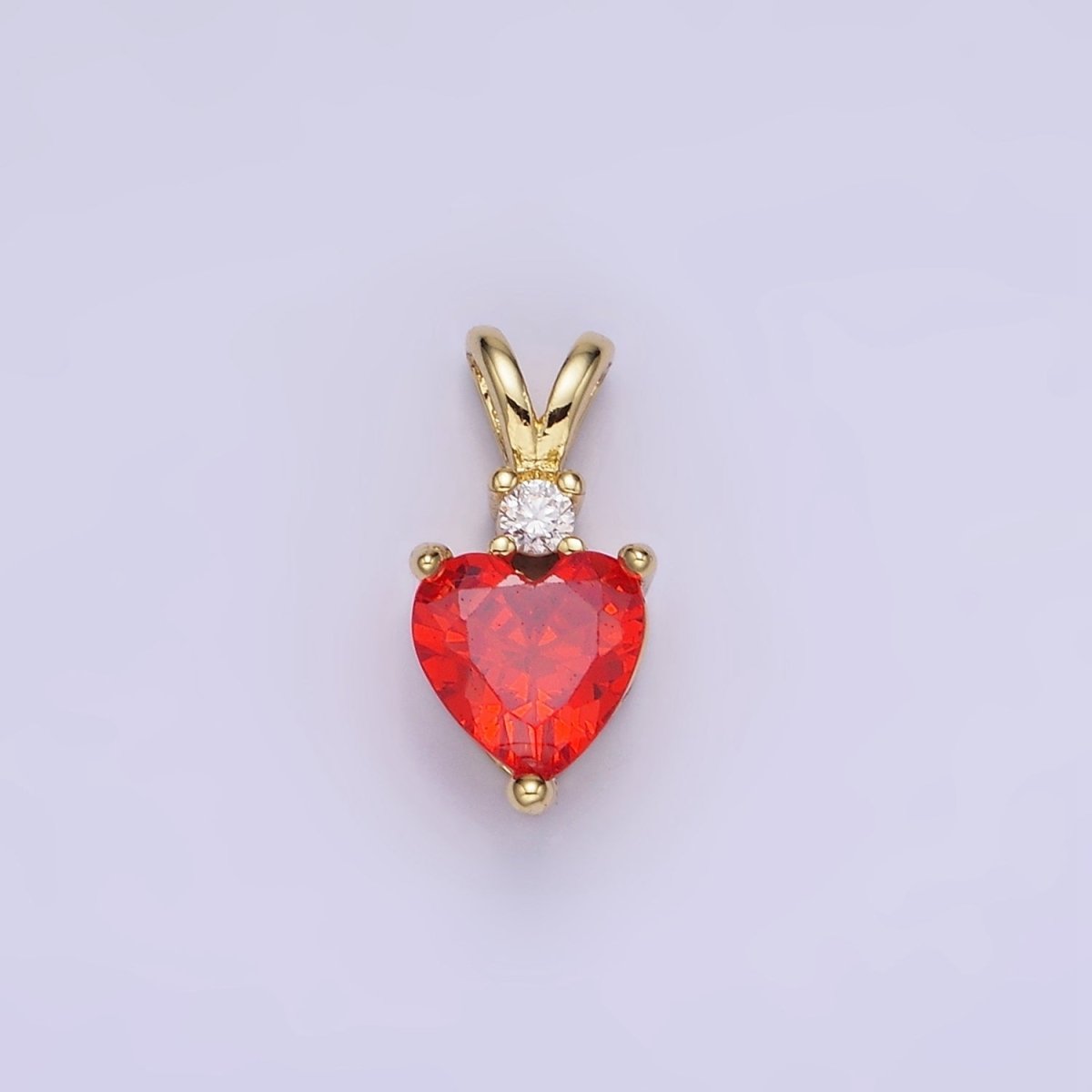 14K Gold Filled CZ Heart Birthstone Double Bail Pendant in Gold & Silver | AA1219 - AA1230