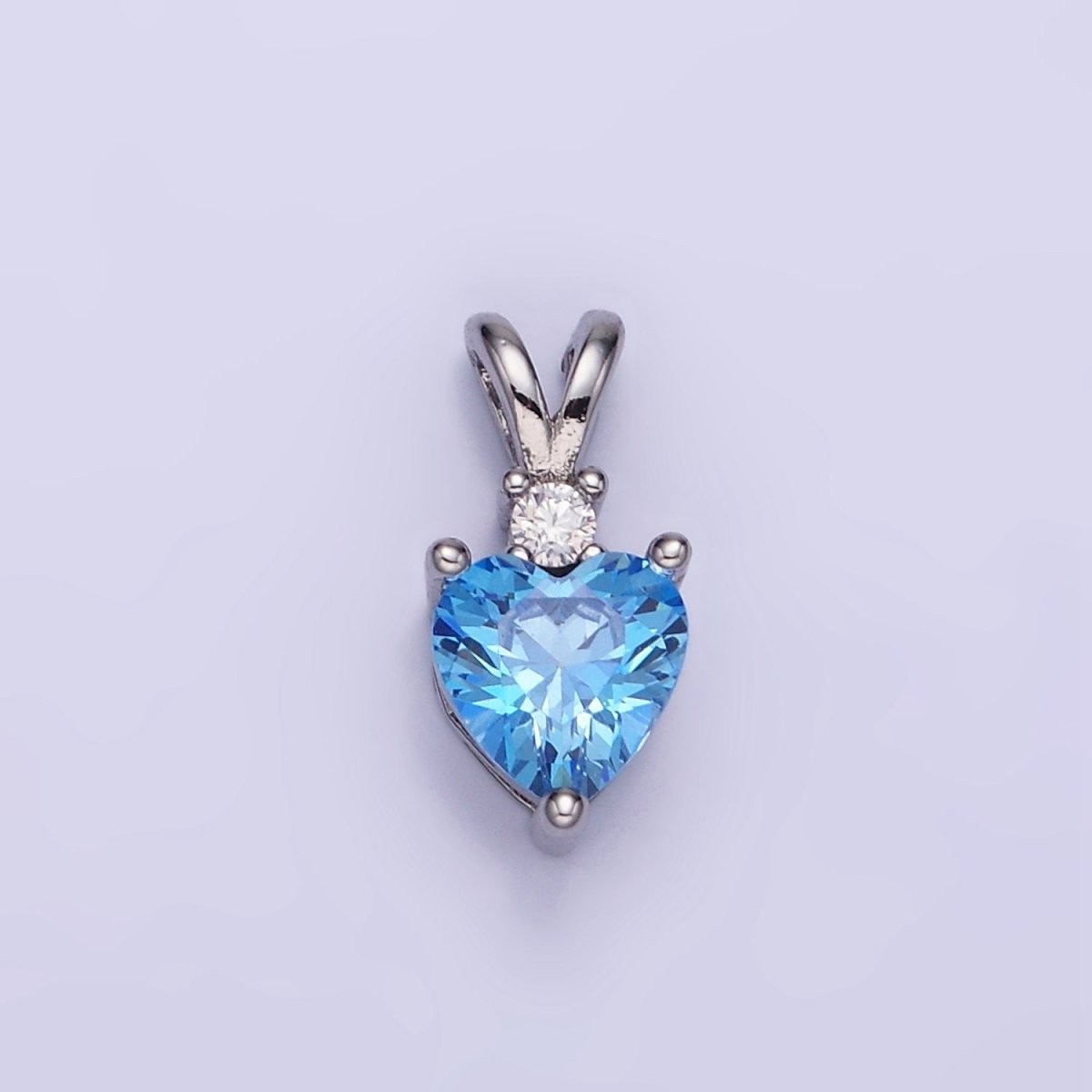 14K Gold Filled CZ Heart Birthstone Double Bail Pendant in Gold & Silver | AA1219 - AA1230