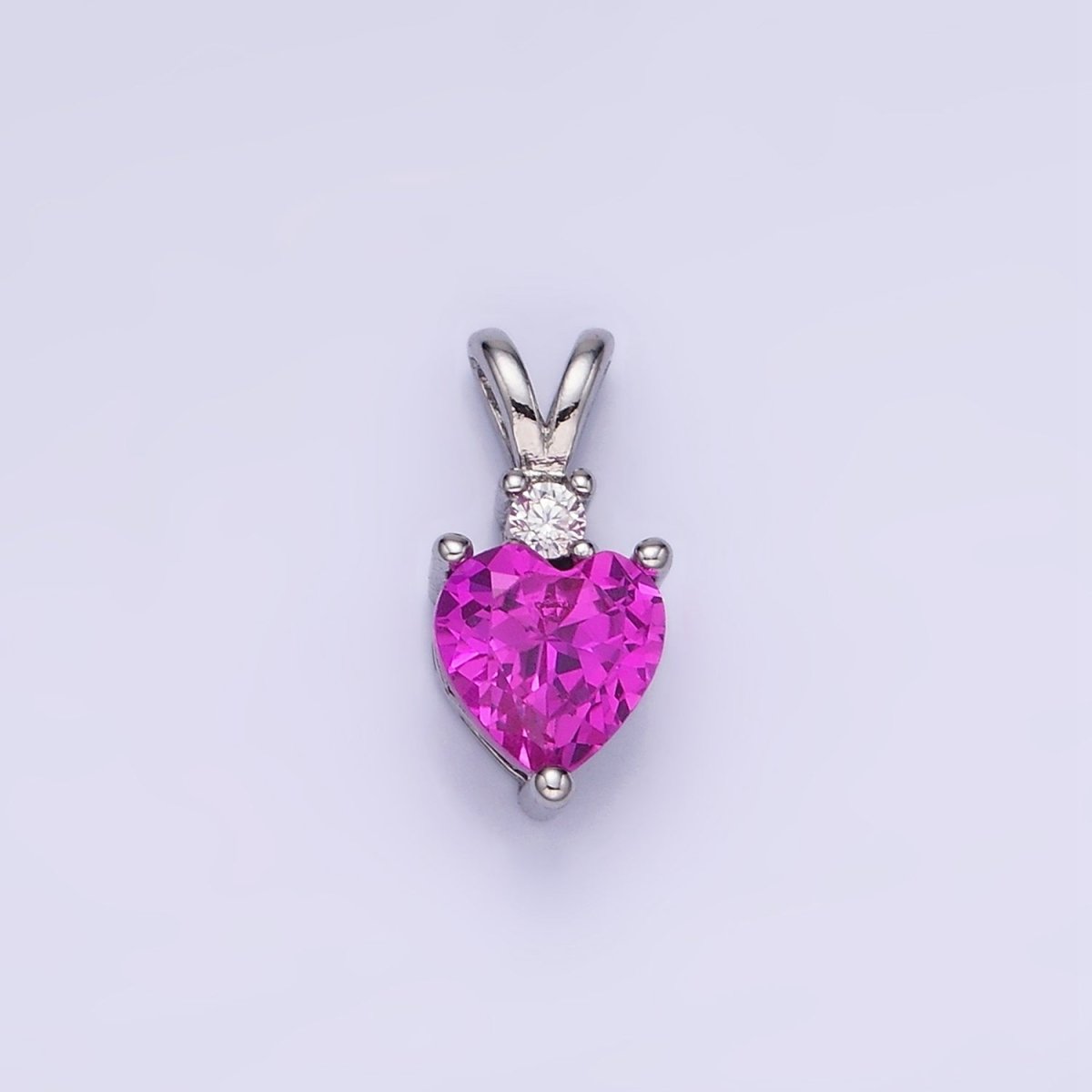 14K Gold Filled CZ Heart Birthstone Double Bail Pendant in Gold & Silver | AA1219 - AA1230