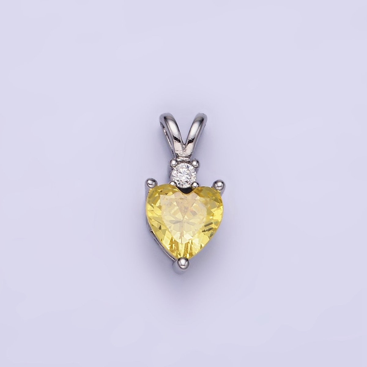 14K Gold Filled CZ Heart Birthstone Double Bail Pendant in Gold & Silver | AA1219 - AA1230