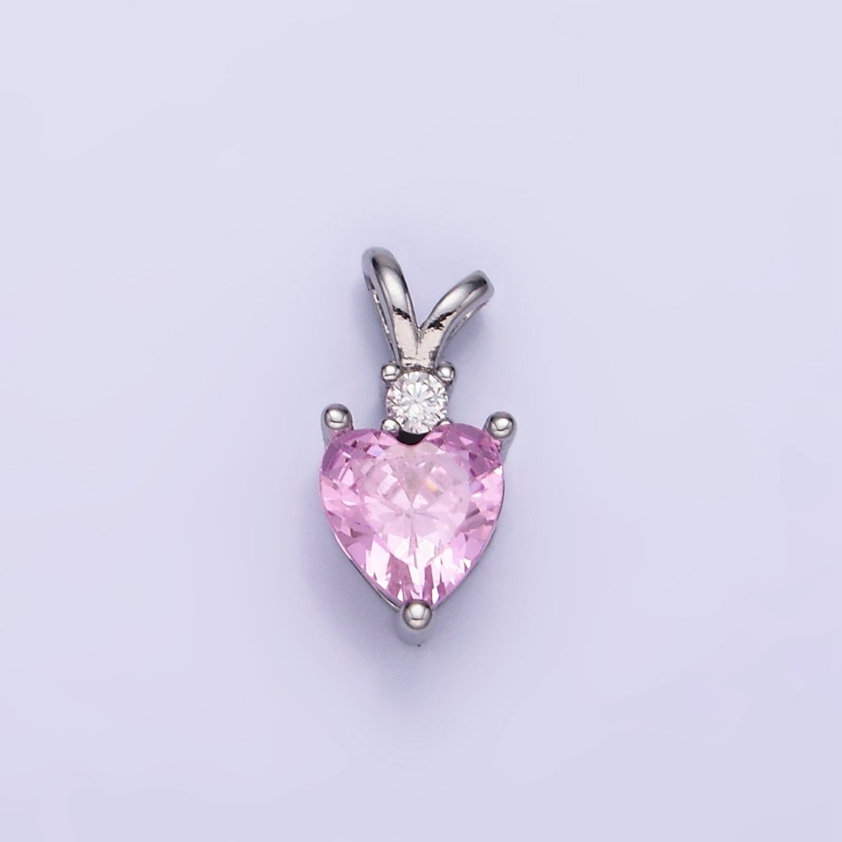 14K Gold Filled CZ Heart Birthstone Double Bail Pendant in Gold & Silver | AA1219 - AA1230