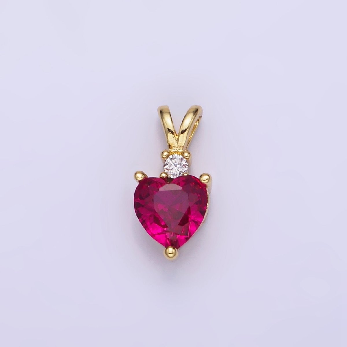 14K Gold Filled CZ Heart Birthstone Double Bail Pendant in Gold & Silver | AA1219 - AA1230
