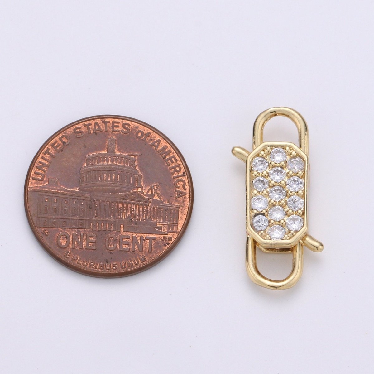 14k Gold Filled CZ Micro Pave Clasp Rectangle Lock Clasp, Interlock Micro pave Clasp Fastener for Bracelet Necklace Clear Pink Black Purple K-725 - K-729