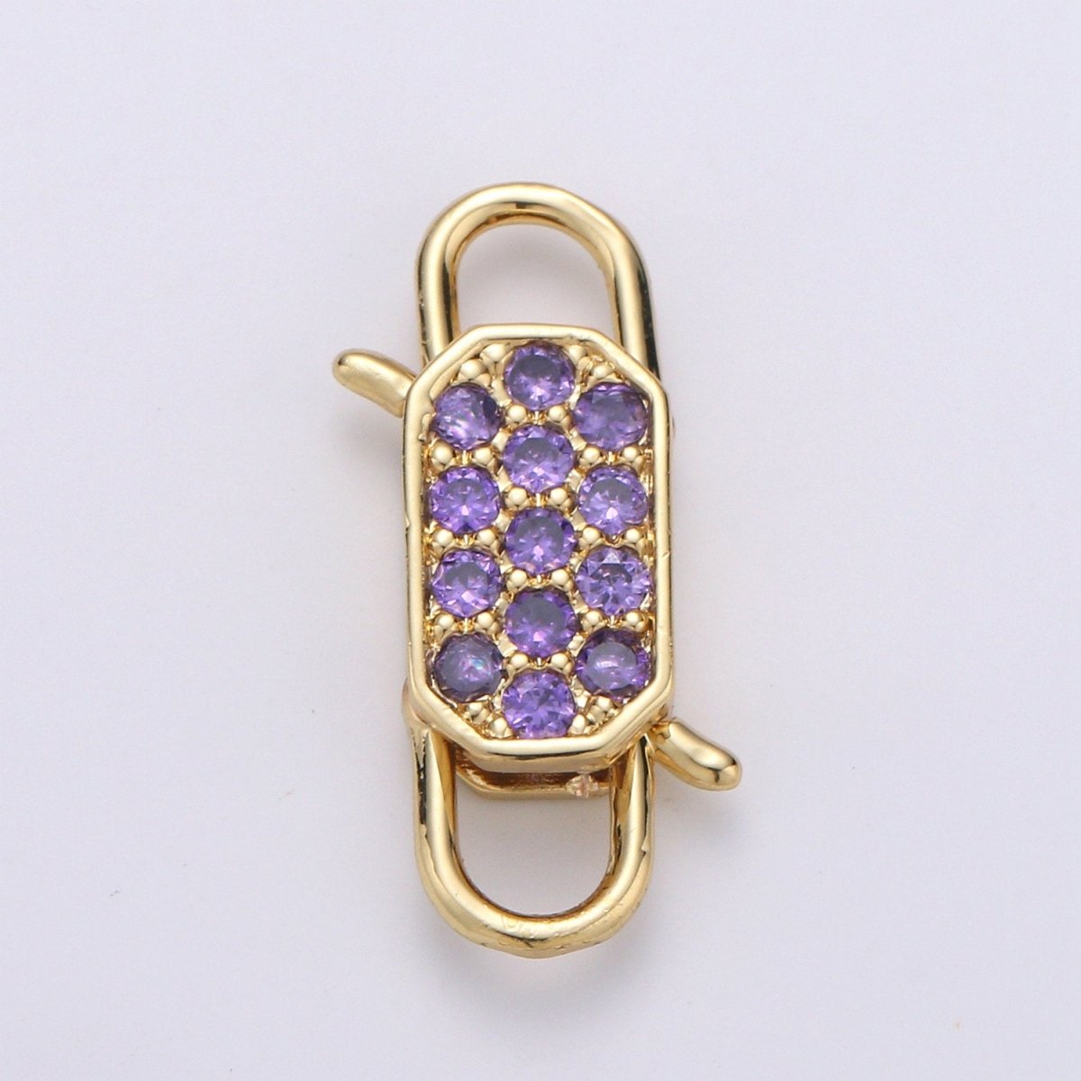 14k Gold Filled CZ Micro Pave Clasp Rectangle Lock Clasp, Interlock Micro pave Clasp Fastener for Bracelet Necklace Clear Pink Black Purple K-725 - K-729