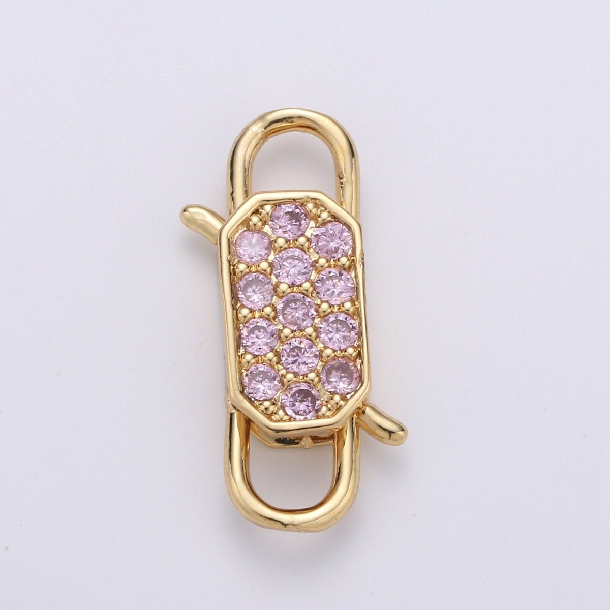 14k Gold Filled CZ Micro Pave Clasp Rectangle Lock Clasp, Interlock Micro pave Clasp Fastener for Bracelet Necklace Clear Pink Black Purple K-725 - K-729