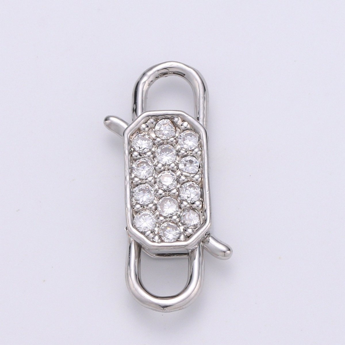 14k Gold Filled CZ Micro Pave Clasp Rectangle Lock Clasp, Interlock Micro pave Clasp Fastener for Bracelet Necklace Clear Pink Black Purple K-725 - K-729