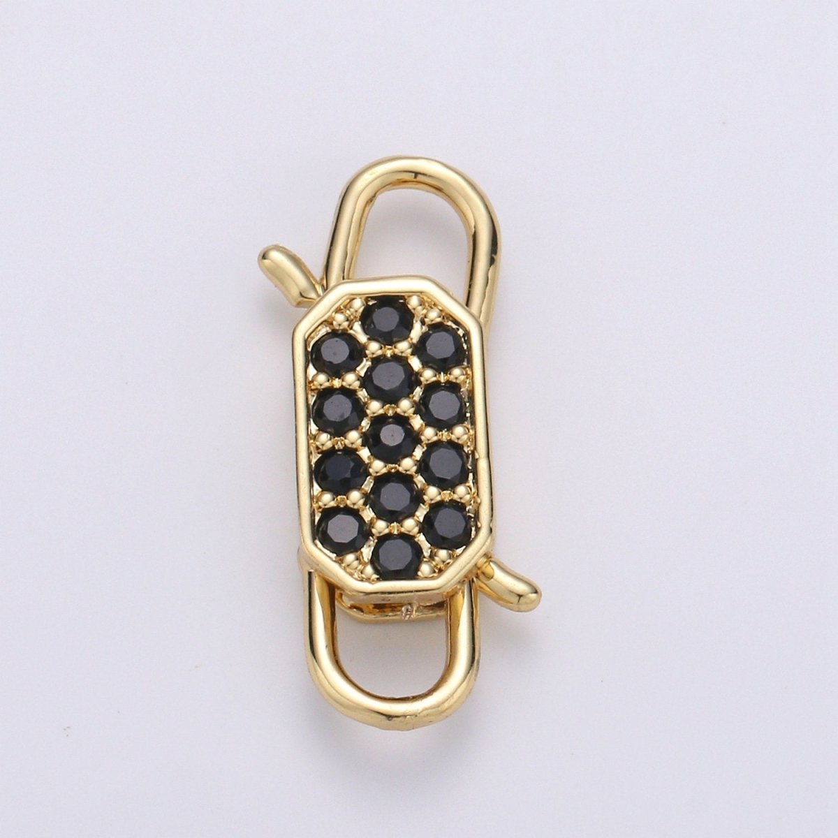 14k Gold Filled CZ Micro Pave Clasp Rectangle Lock Clasp, Interlock Micro pave Clasp Fastener for Bracelet Necklace Clear Pink Black Purple K-725 - K-729