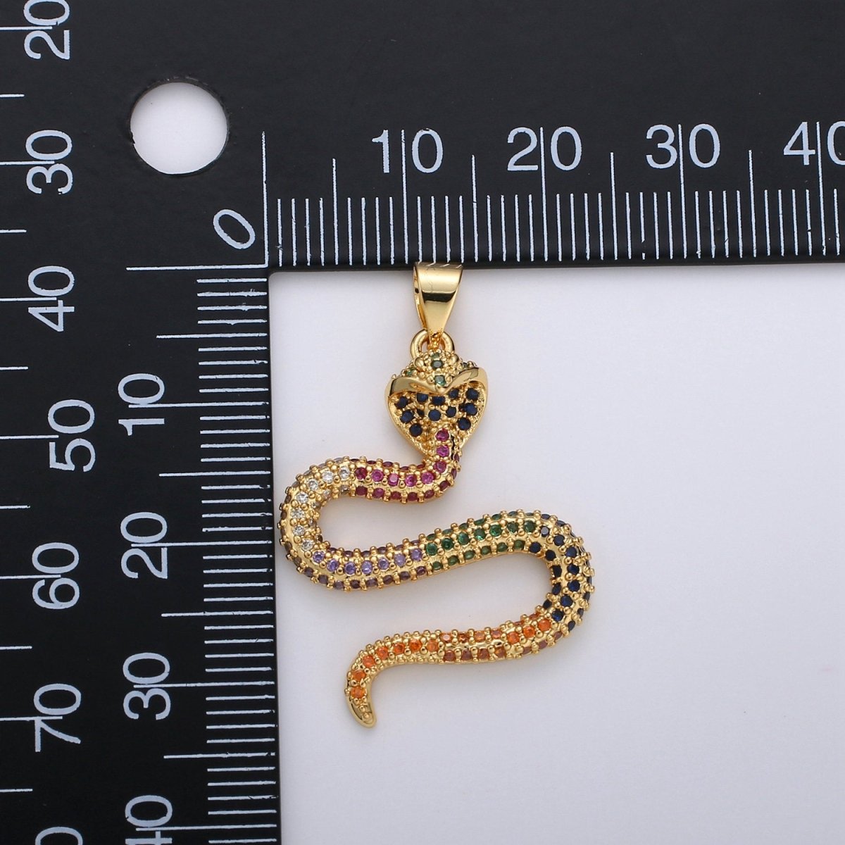 14K Gold Filled CZ Micro Pave Diamond Snake Pendant serpent Charm Layer Necklace w/ Bail Findings for Jewelry Making Supplies I-664 I-665