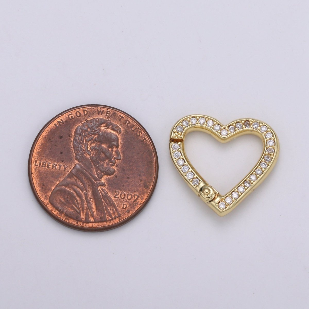 14k Gold Filled CZ Micro Pave Heart Carabiner Clasp with Easy Open Spring, Heart Spring Snap Clasp Silver for Link Connector Chain L-171 L-172