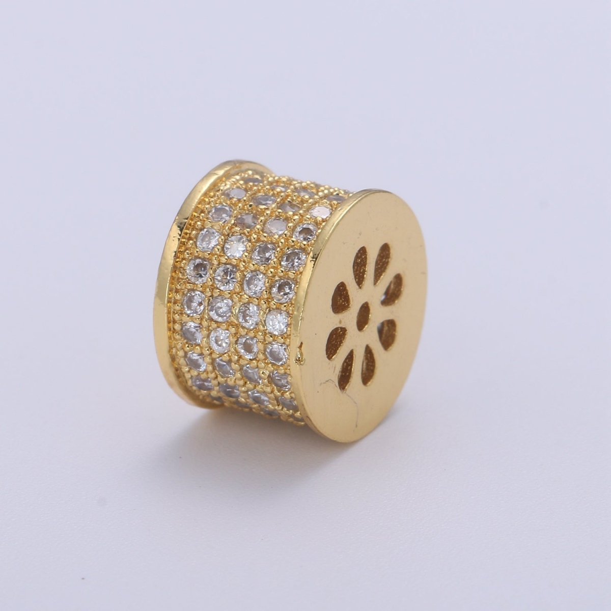 14K Gold Filled CZ Micro Pave Rondelle Spacer Beads, Spacer Beads for Charm Necklace Bracelet Earring, 7x10.5mm B-690