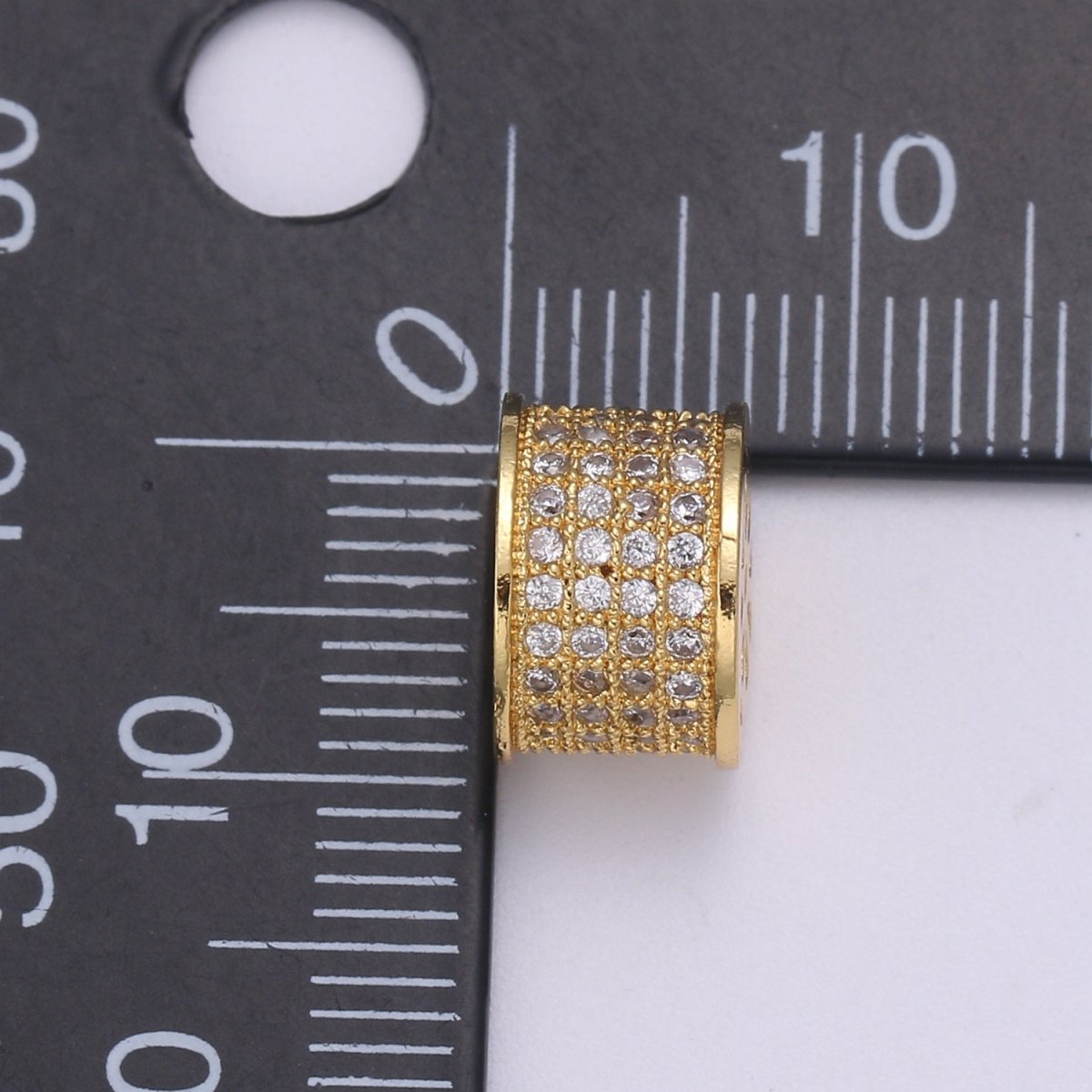 14K Gold Filled CZ Micro Pave Rondelle Spacer Beads, Spacer Beads for Charm Necklace Bracelet Earring, 7x10.5mm B-690