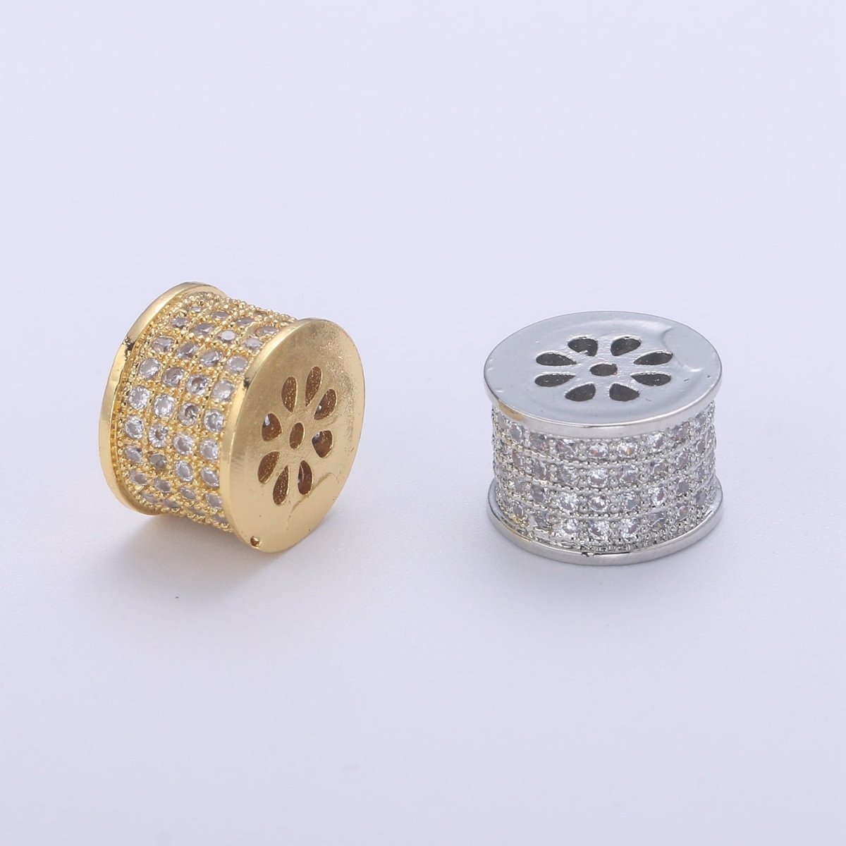 14K Gold Filled CZ Micro Pave Rondelle Spacer Beads, Spacer Beads for Charm Necklace Bracelet Earring, 7x10.5mm B-690