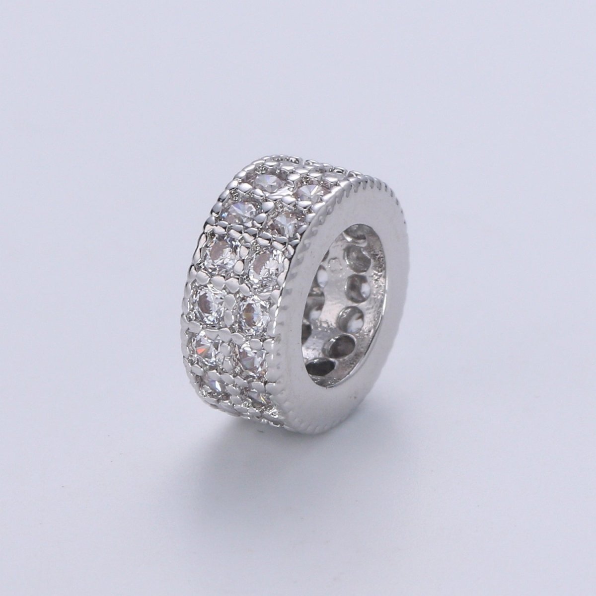 14K Gold Filled CZ Micro Pave Round Wheel Spacer Beads, Cubic Zirconia Rondelle Spacer Bead for Bracelet Necklace B-695